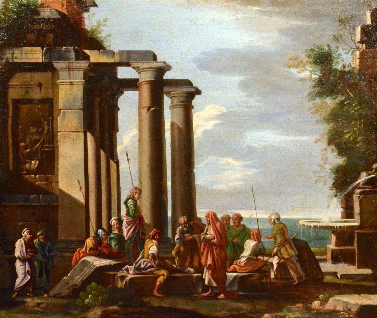 Capriccio architettonico con rovine , Giovanni Ghisolfi (Milano 1623 - 1683) -photo-2