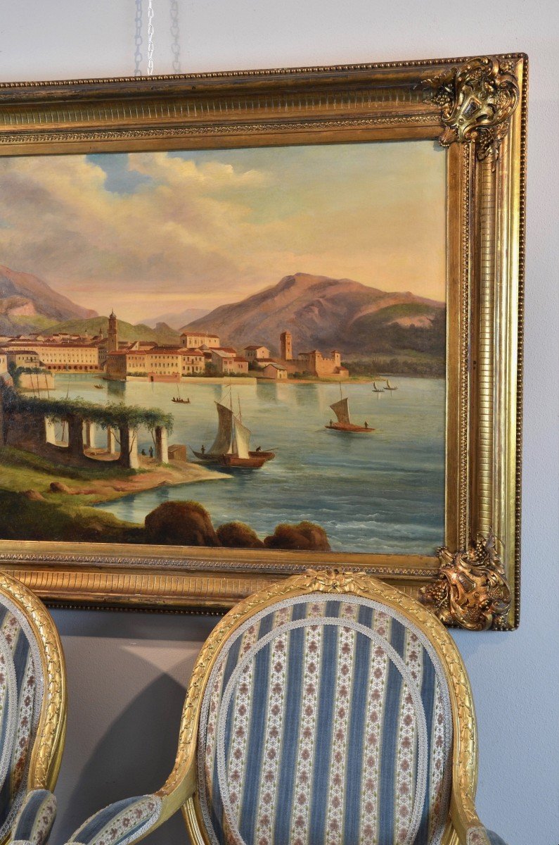 Veduta di Riva del Garda, Pittore vedutista italiano dell'Ottocento-photo-4