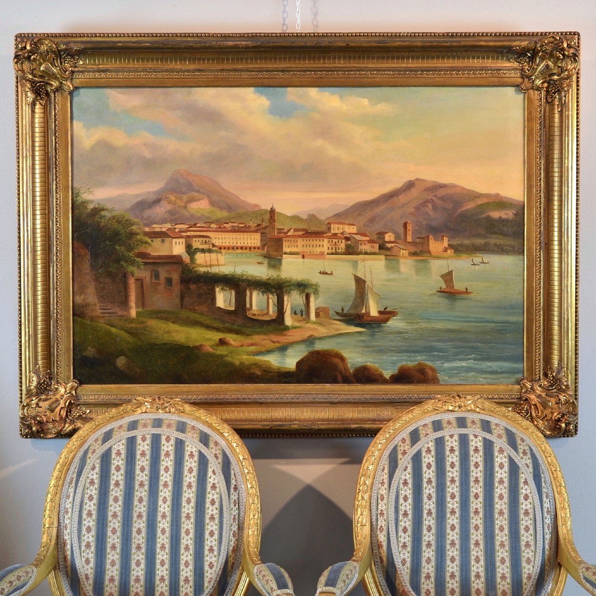 Veduta di Riva del Garda, Pittore vedutista italiano dell'Ottocento-photo-1