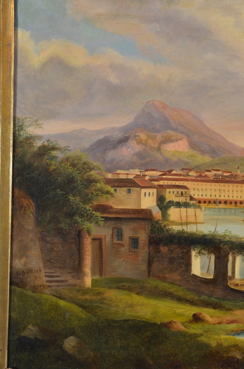 Veduta di Riva del Garda, Pittore vedutista italiano dell'Ottocento-photo-2