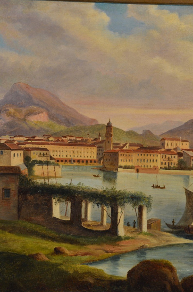 Veduta di Riva del Garda, Pittore vedutista italiano dell'Ottocento-photo-3