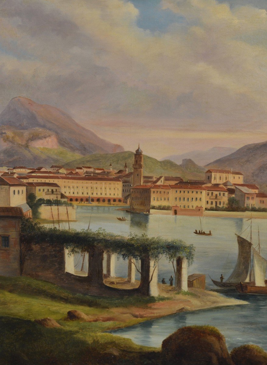 Veduta di Riva del Garda, Pittore vedutista italiano dell'Ottocento-photo-5