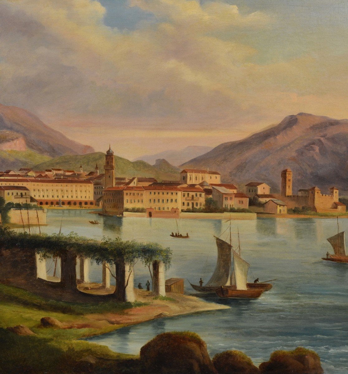 Veduta di Riva del Garda, Pittore vedutista italiano dell'Ottocento-photo-7
