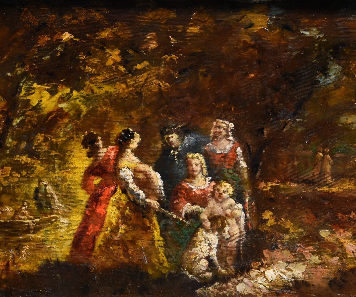 Scena animata in un giardino, Adolphe Joseph Thomas Monticelli (Marsiglia 1824 – 1886) firmato-photo-3