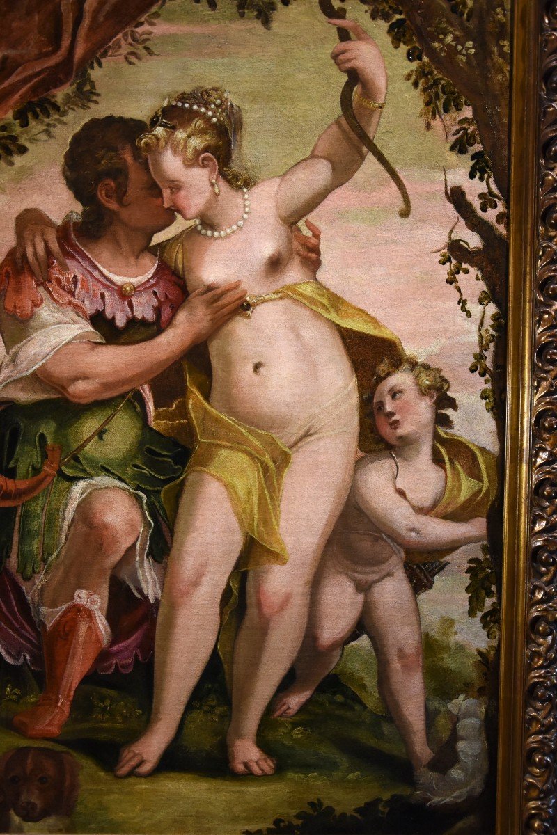 Idillio tra Venere e Adone con Cupido, Paolo Caliari detto il Veronese (1528 - 1588) cerchia-photo-1