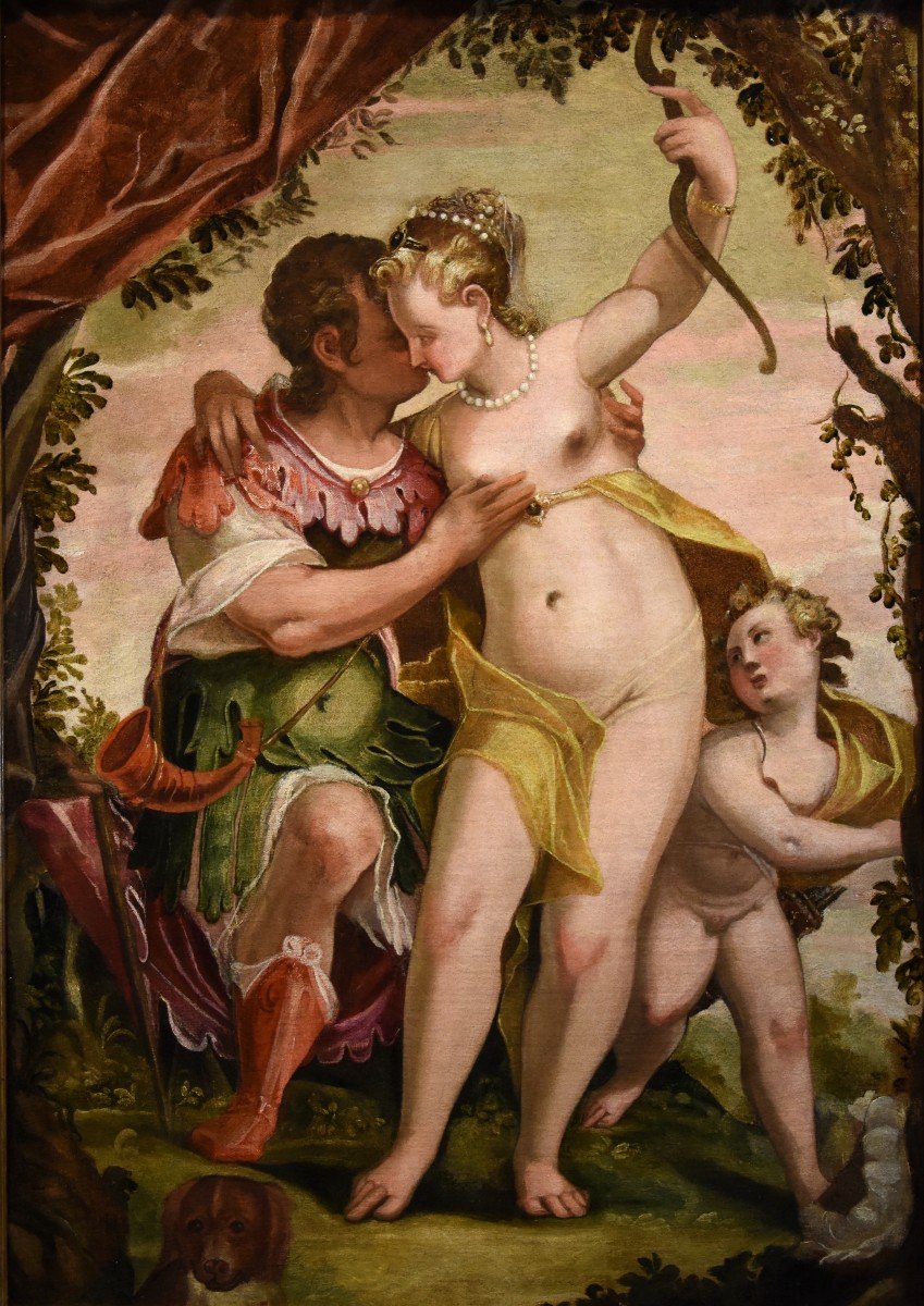 Idillio tra Venere e Adone con Cupido, Paolo Caliari detto il Veronese (1528 - 1588) cerchia-photo-7