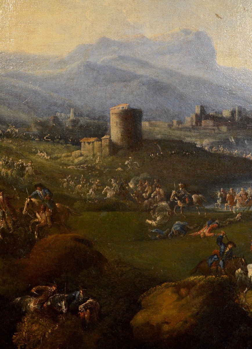 Pandolfo Reschi (1643 - 1699 ), Paesaggio costiero con città fortificata, torrione, e scena di -photo-4