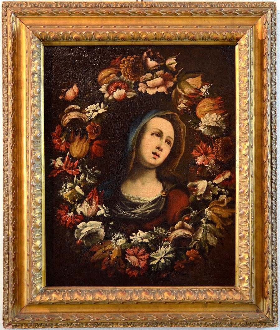 Ghirlanda di fiori con ritratto della Vergine-photo-2