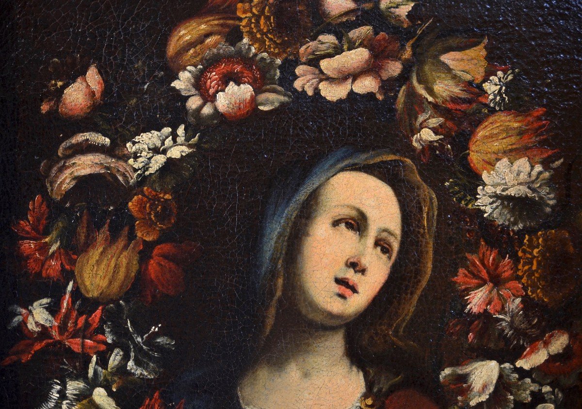 Ghirlanda di fiori con ritratto della Vergine-photo-1