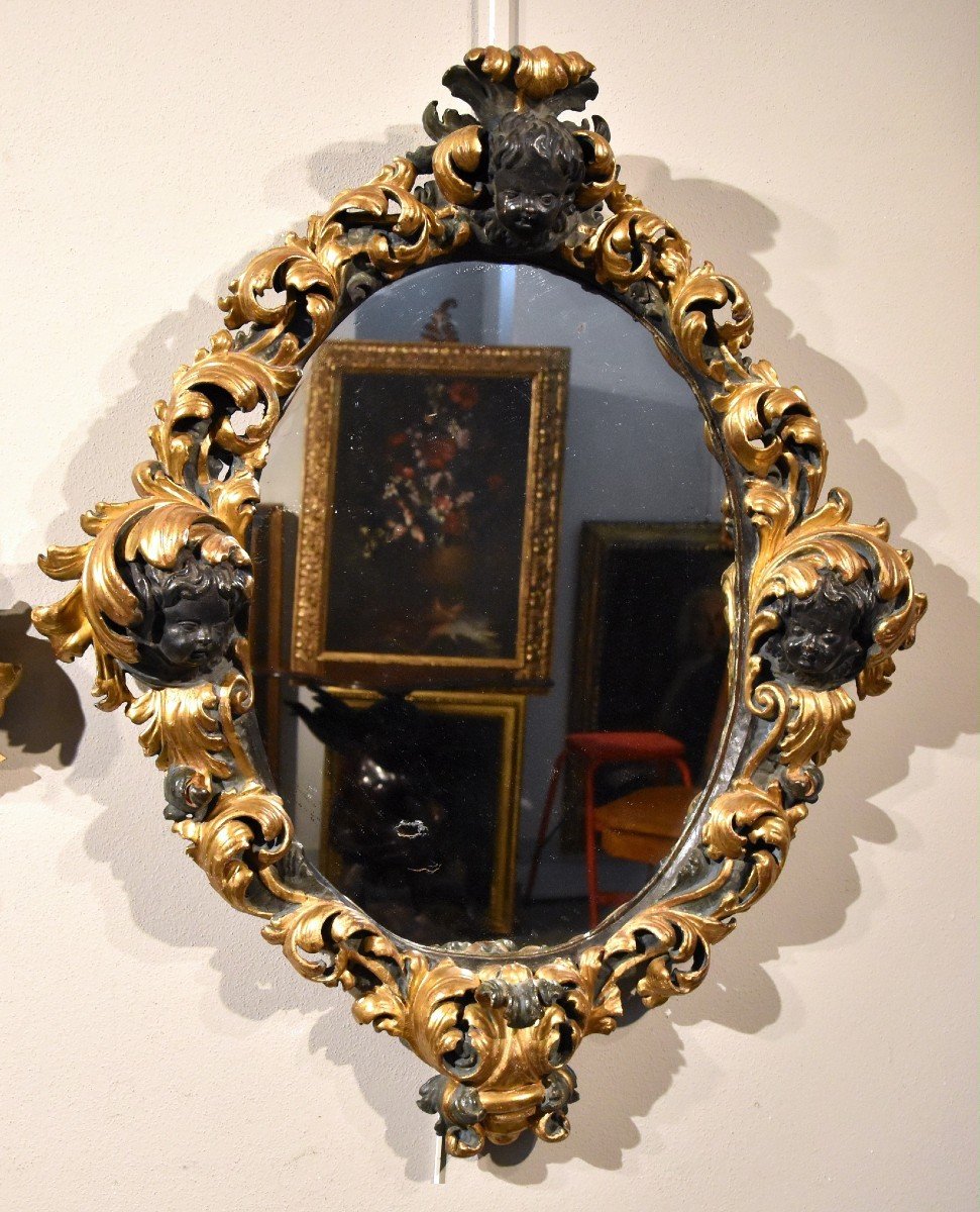 Coppia di grandi specchiere barocche, Roma fine XVII secolo-photo-2