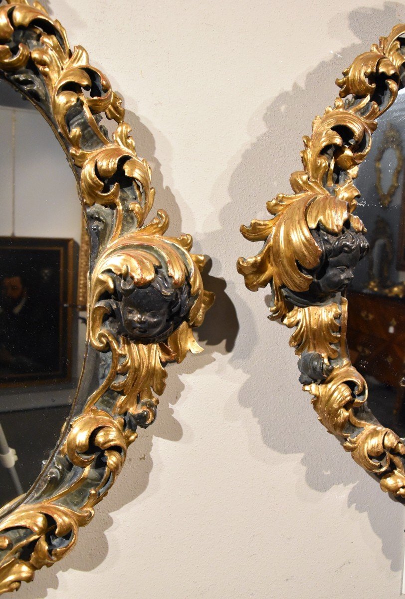 Coppia di grandi specchiere barocche, Roma fine XVII secolo-photo-4