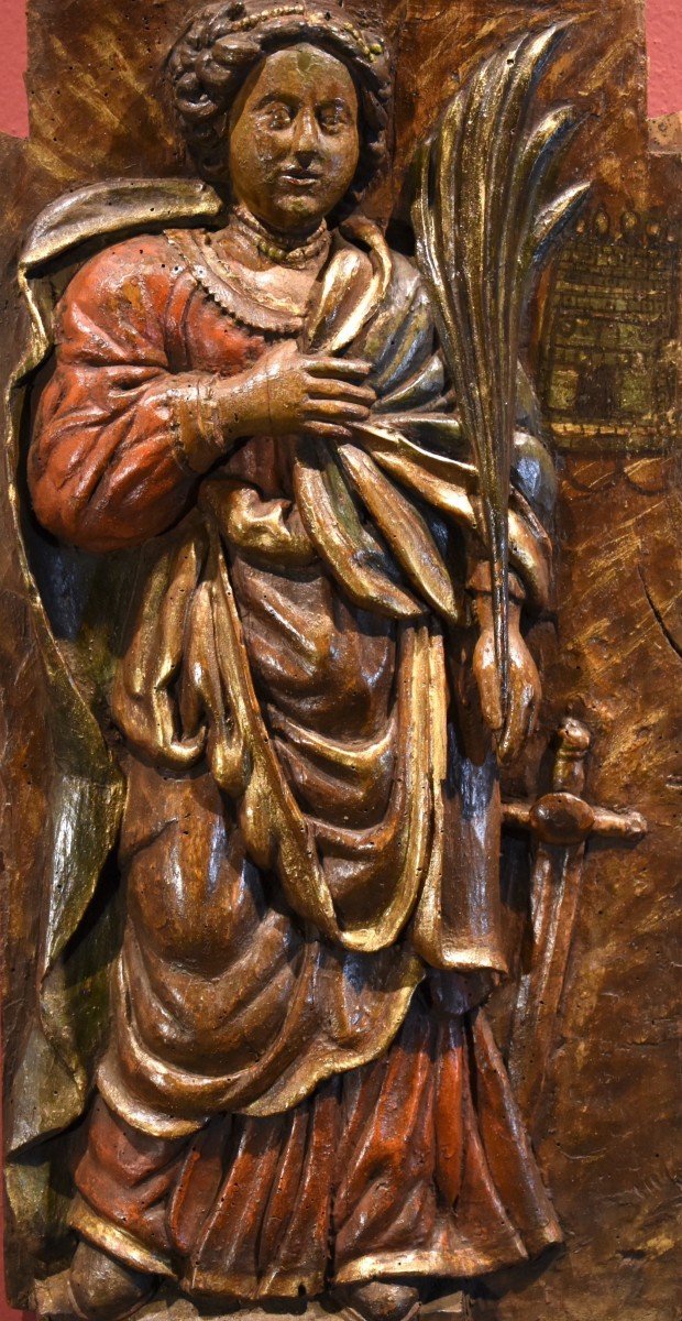 Altorilievo in legno ‘Santa Barbara’, Sud della Francia XVI/XVII secolo