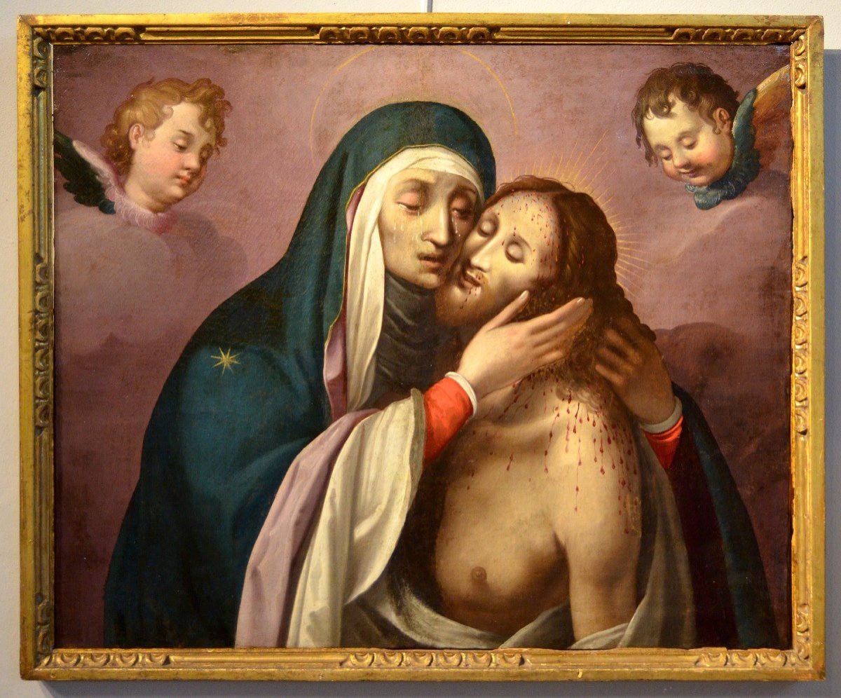 La Pietà con due cherubini,  Scipione Pulzone (Gaeta 1550 - Rome 1598)  entourage de