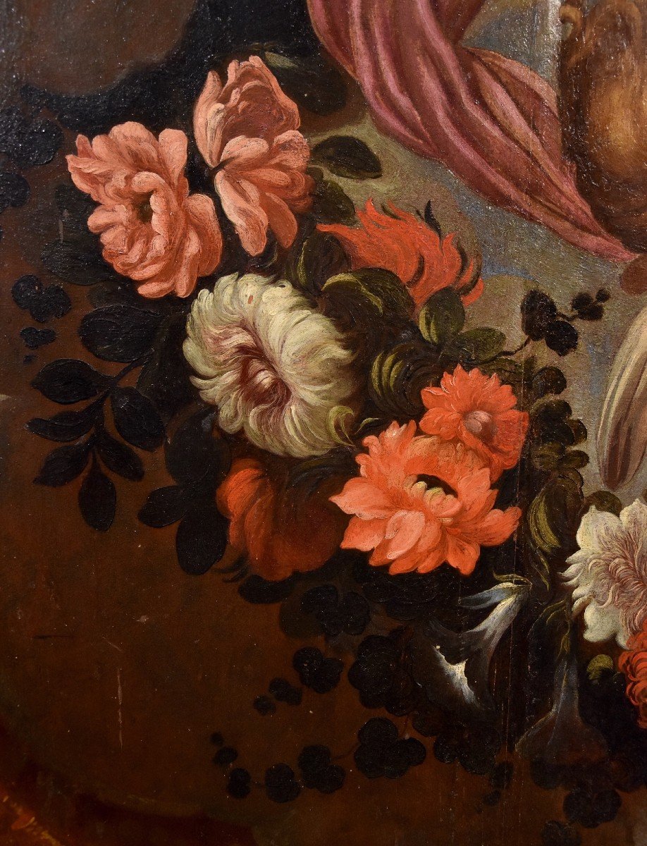 Coppia di angeli con festone floreale, Carlo Maratta (Camerano, 1625 - Roma, 1713) Bottega di -photo-6