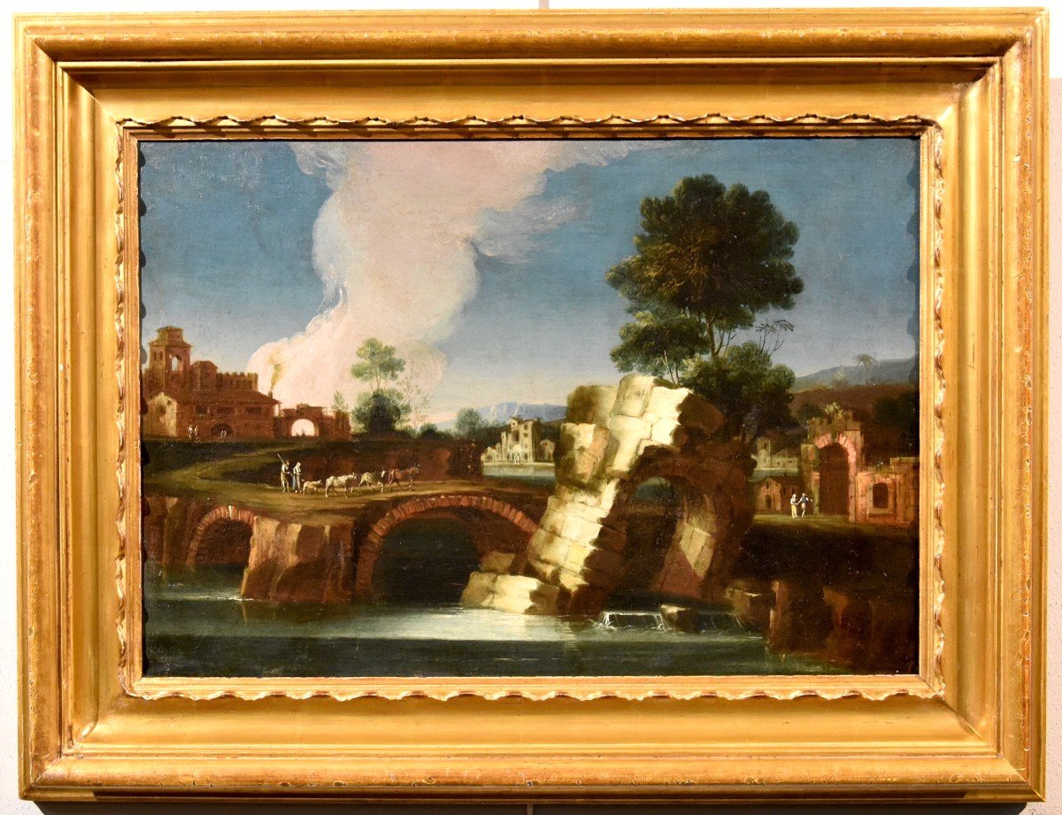  Paolo Anesi (Roma 1697 - 1773), Paesaggio fluviale della campagna laziale-photo-2