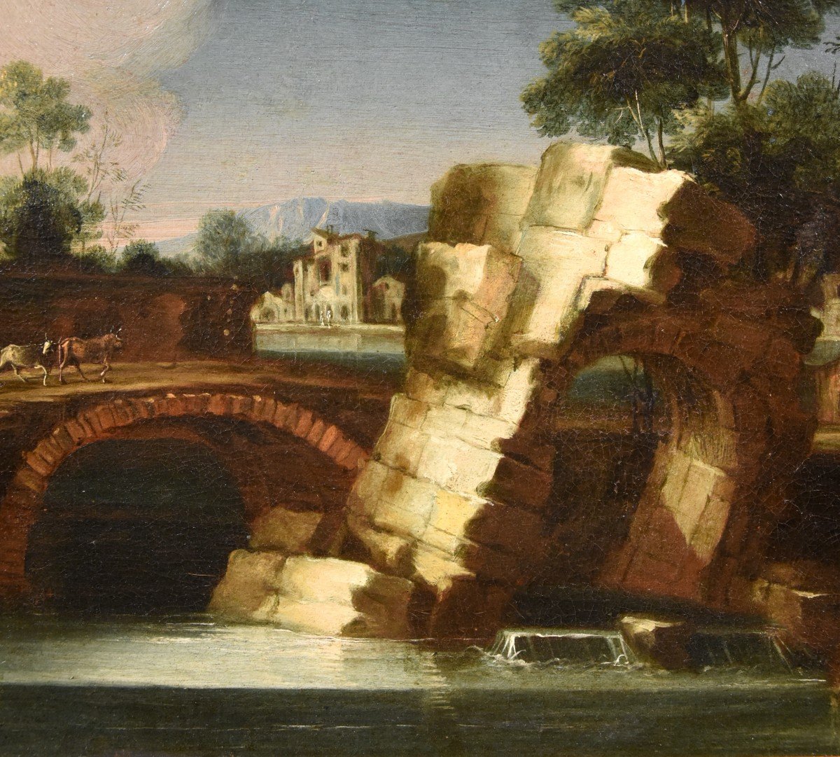  Paolo Anesi (Roma 1697 - 1773), Paesaggio fluviale della campagna laziale-photo-3