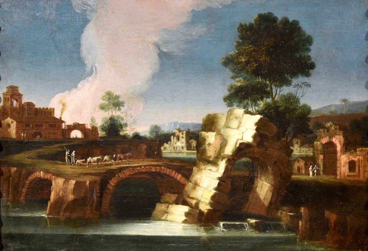  Paolo Anesi (Roma 1697 - 1773), Paesaggio fluviale della campagna laziale-photo-1