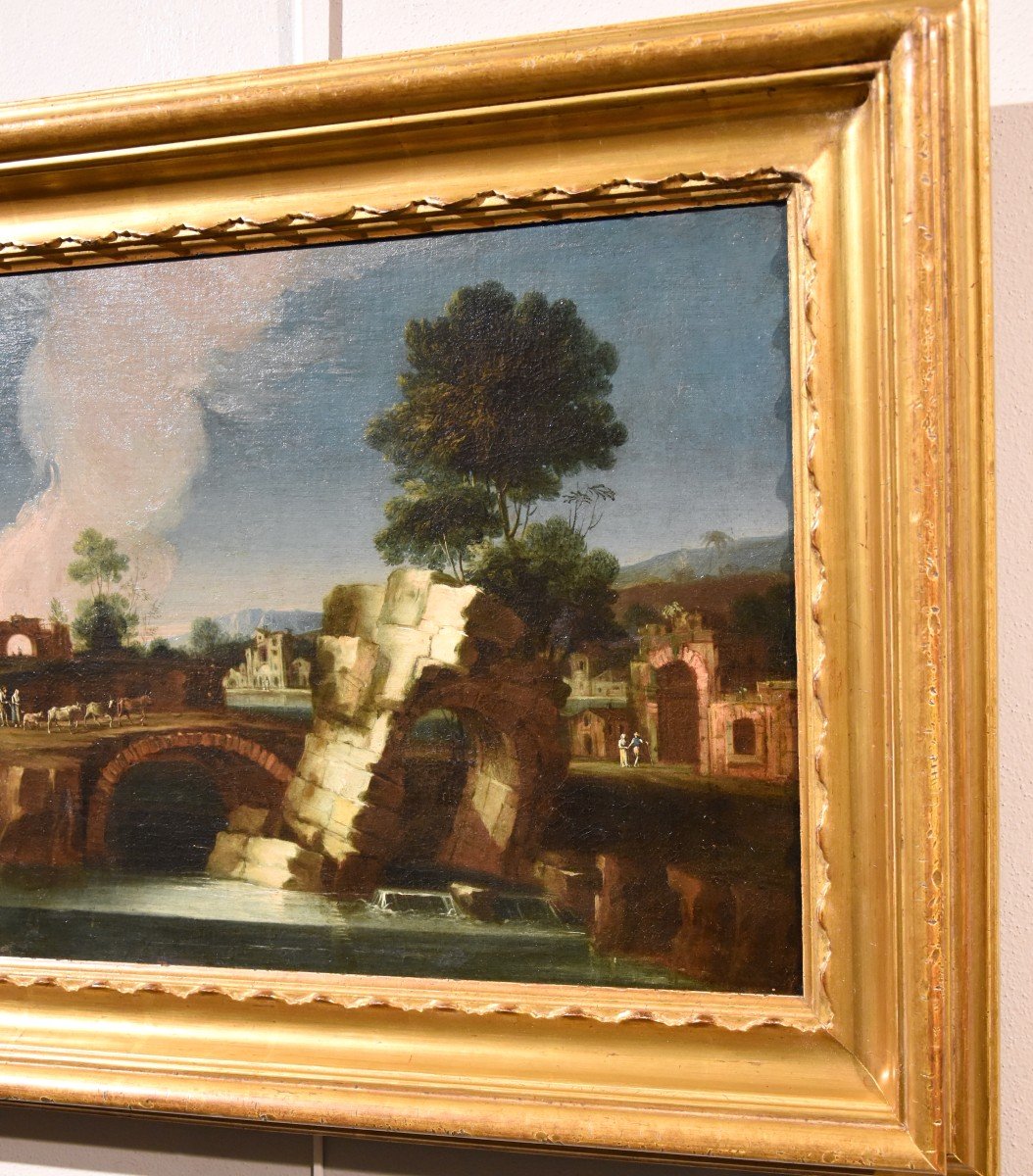  Paolo Anesi (Roma 1697 - 1773), Paesaggio fluviale della campagna laziale-photo-3