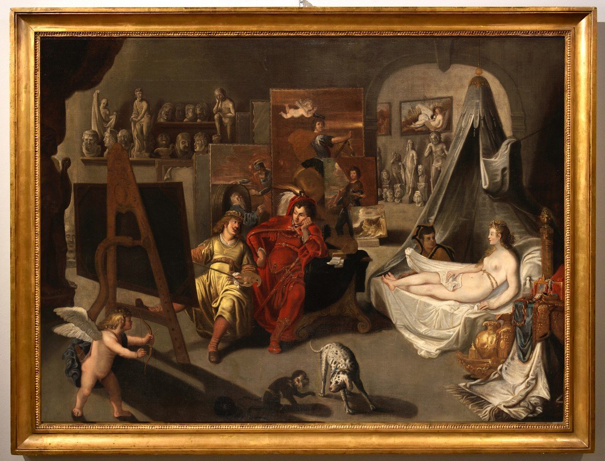 Balthasar Van Den Bossche (1681 - 1715) , Alessandro Magno e Campaspe nello studio del pittore Apelle,-photo-1