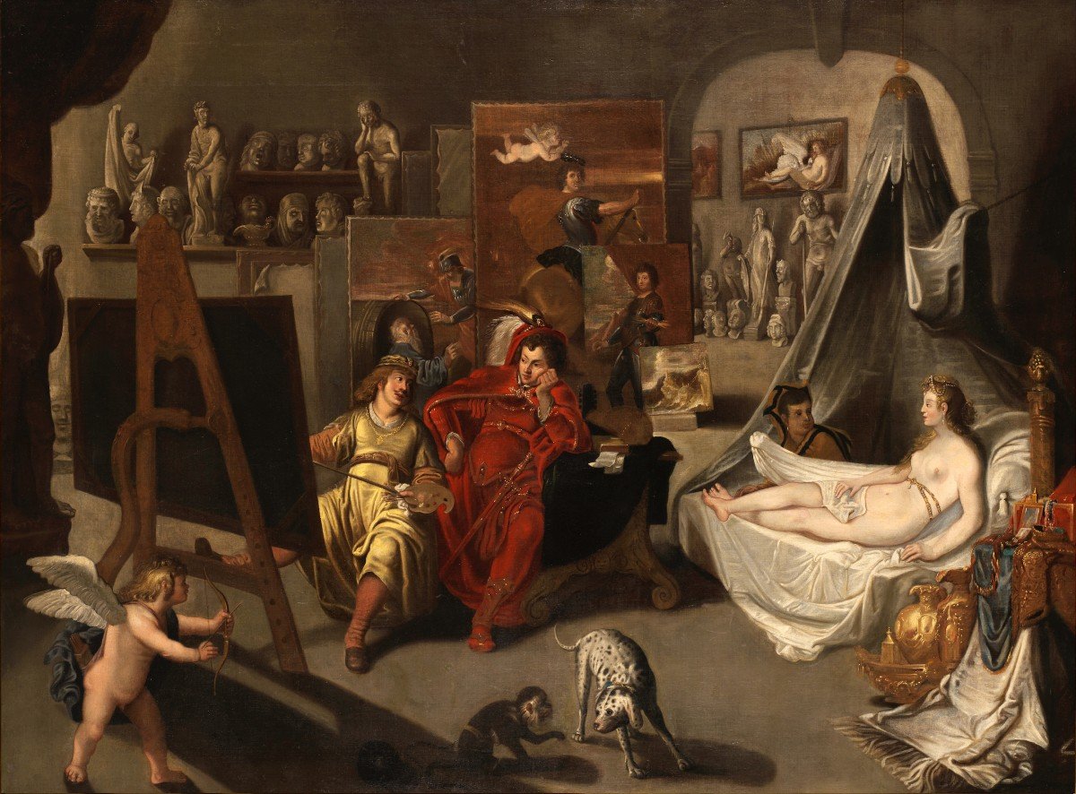 Balthasar Van Den Bossche (1681 - 1715) , Alessandro Magno e Campaspe nello studio del pittore Apelle,