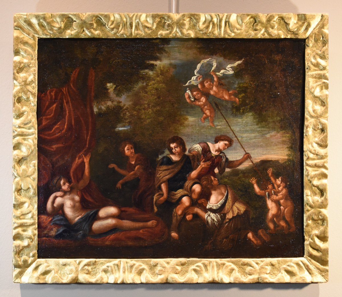 Diana e le sue ninfe sorprese da Atteone, Francesco Albani (Bologna 1578 - 1660) bottega di 