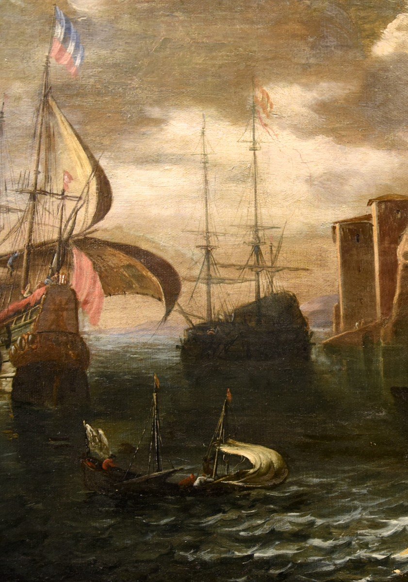 Veduta costiere con imbarcazioni e figure, Francesco Antoniani (Milano 1700- 1775)-photo-2