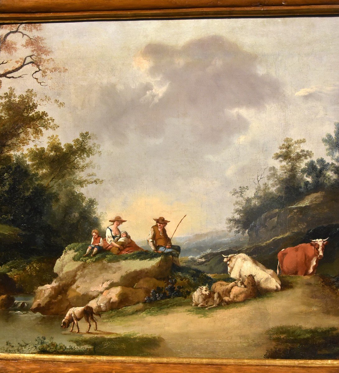 Paesaggio con fiume e pastori in riposo, Francesco Zuccarelli (1702 - 1788) cerchia di-photo-4