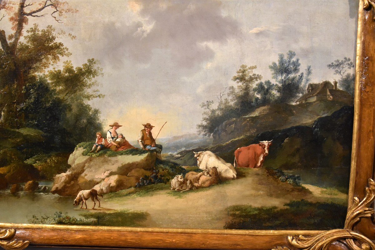 Paesaggio con fiume e pastori in riposo, Francesco Zuccarelli (1702 - 1788) cerchia di-photo-8