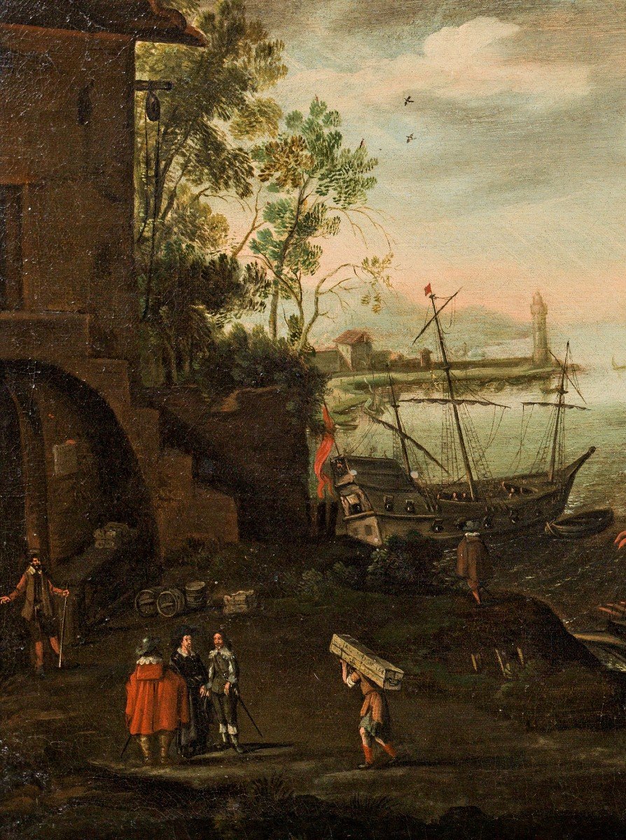 Paesaggio marino di fantasia, Marten van Valckenborch (Belgio 1535 - Francoforte 1612) cerchia-photo-2
