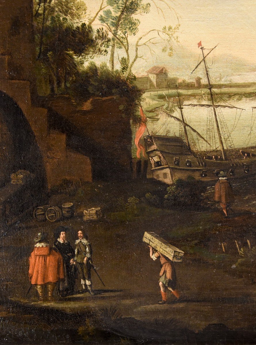 Paesaggio marino di fantasia, Marten van Valckenborch (Belgio 1535 - Francoforte 1612) cerchia-photo-7