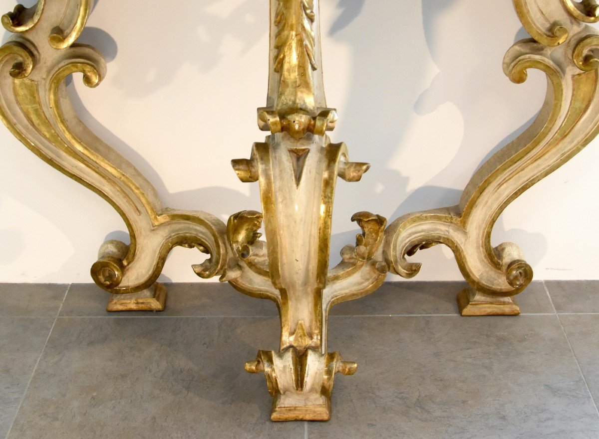 Consolle Luigi XV in legno dorata e laccata, Roma inizio XVIII secolo-photo-5