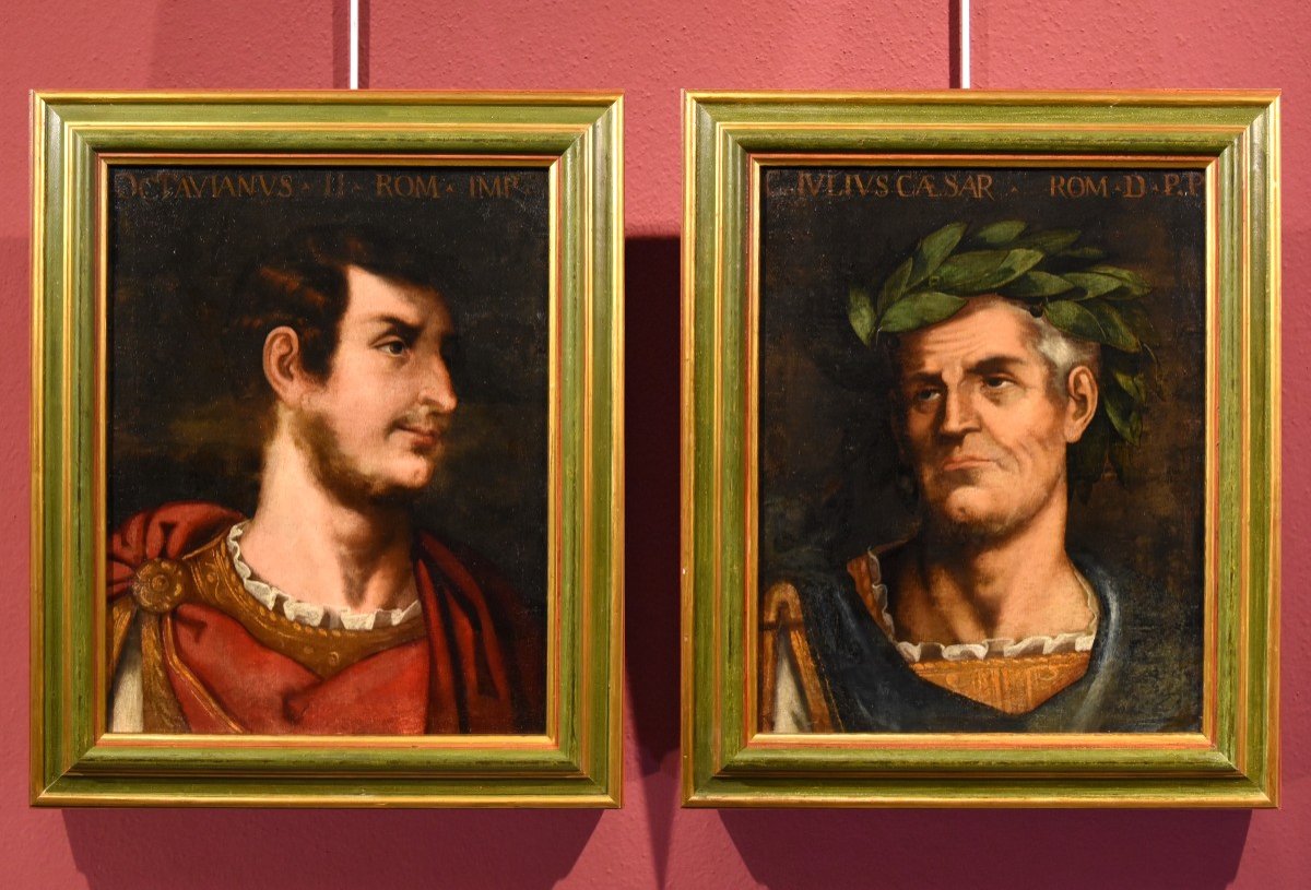 Gli imperatori romani Augusto e Giulio Cesare, seguace di Tiziano Vecellio