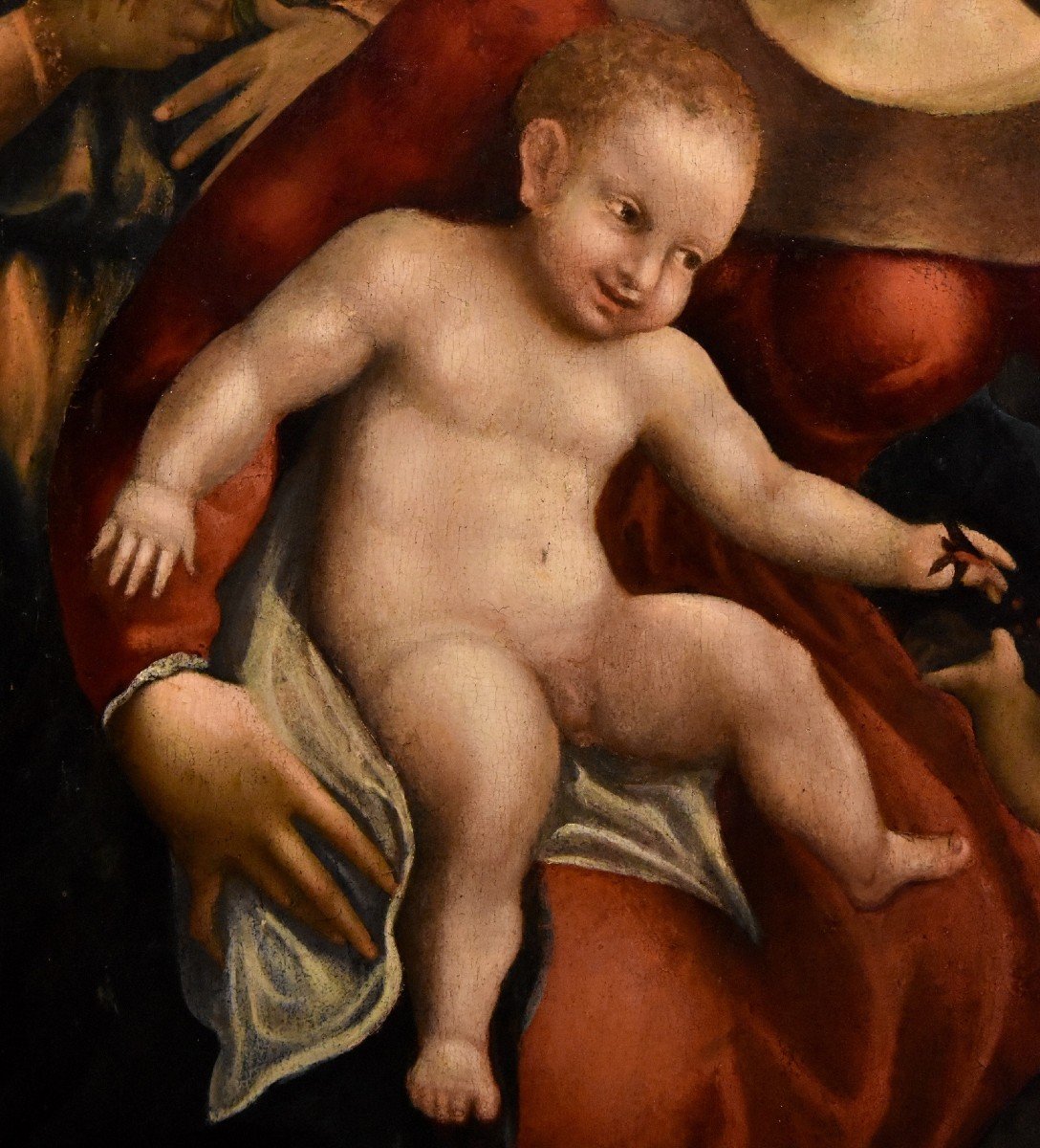 Madonna col Bambino, due angeli e Giovanni Battista, Scuola di Antonio Allegri, Correggio-photo-4