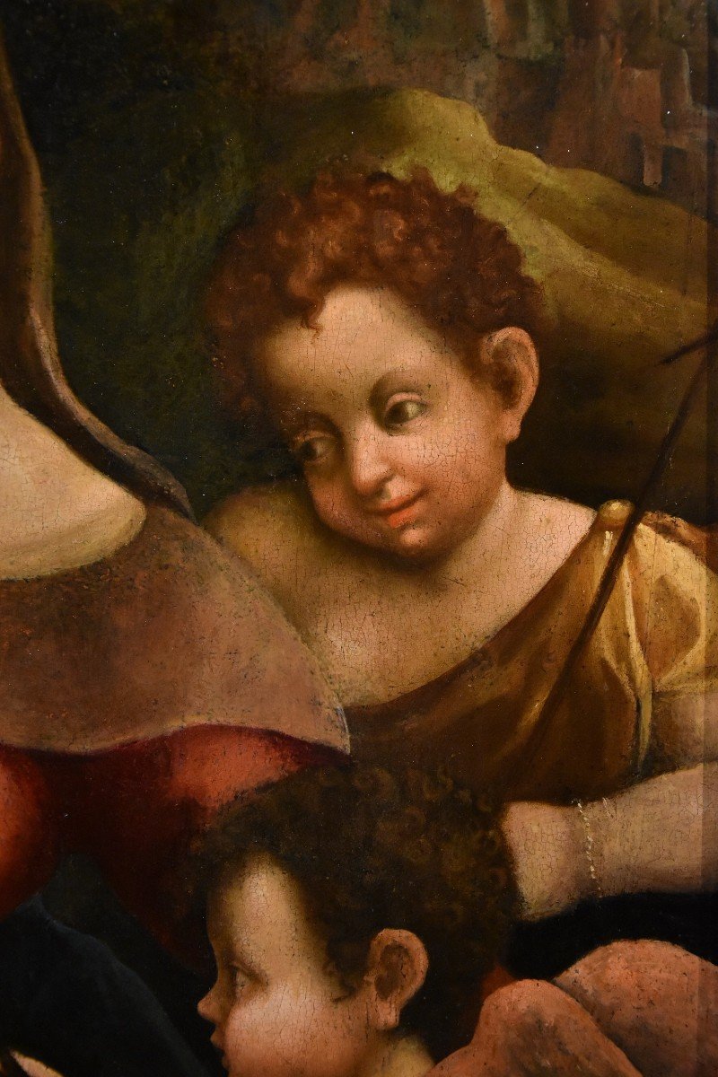 Madonna col Bambino, due angeli e Giovanni Battista, Scuola di Antonio Allegri, Correggio-photo-3