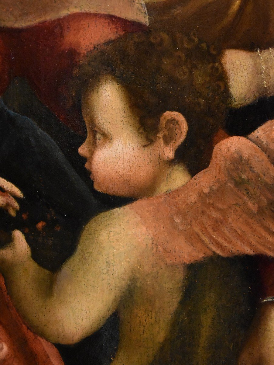 Madonna col Bambino, due angeli e Giovanni Battista, Scuola di Antonio Allegri, Correggio-photo-5