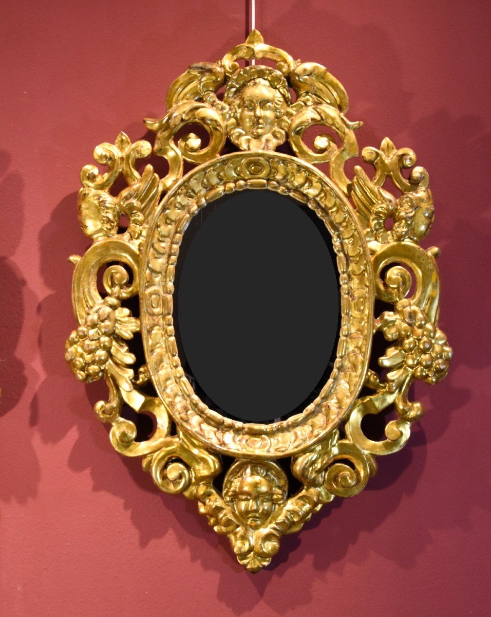 Coppia di specchiere intagliate e dorate ‘alla Sansovino’, Venezia XVIII secolo-photo-3