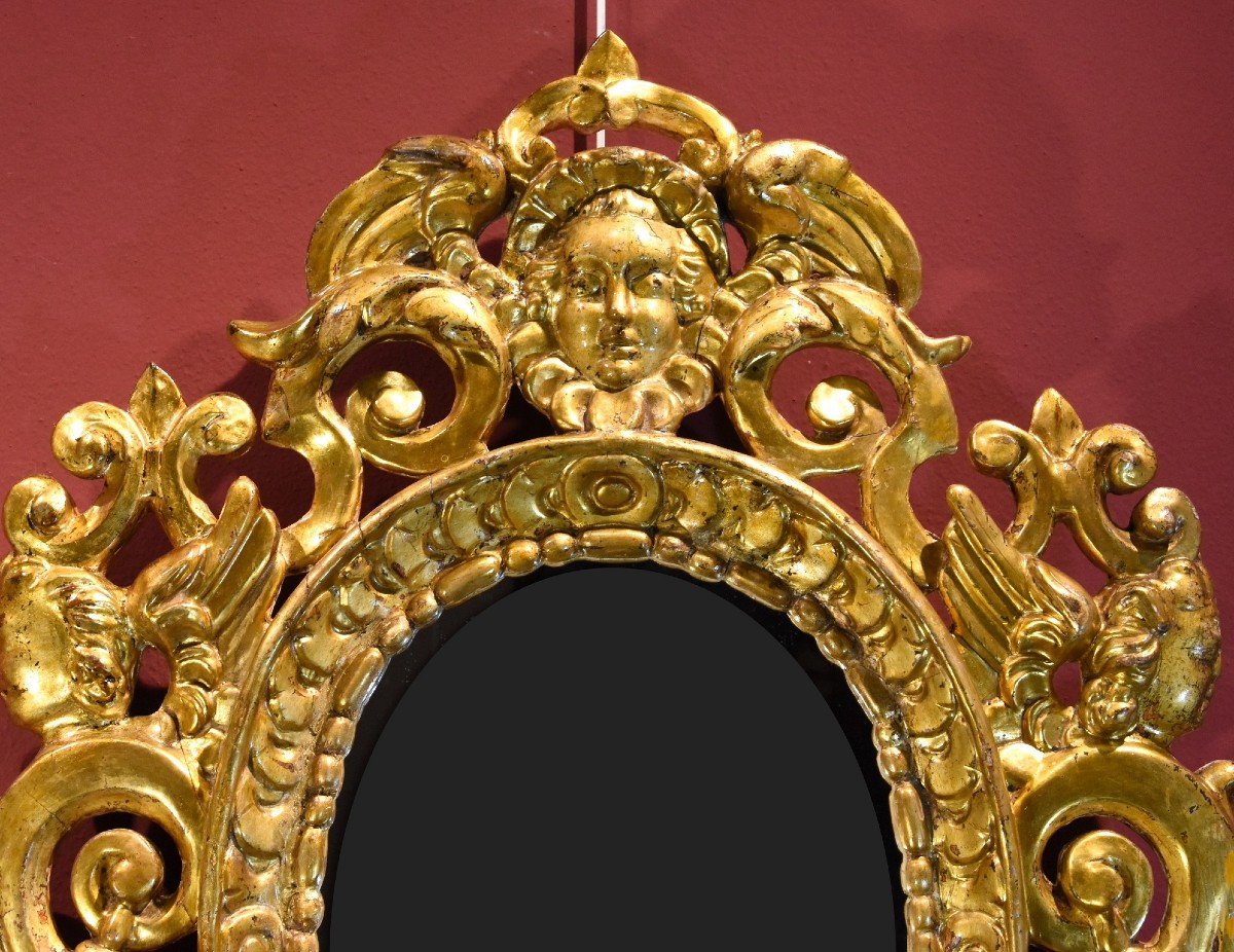 Coppia di specchiere intagliate e dorate ‘alla Sansovino’, Venezia XVIII secolo-photo-4