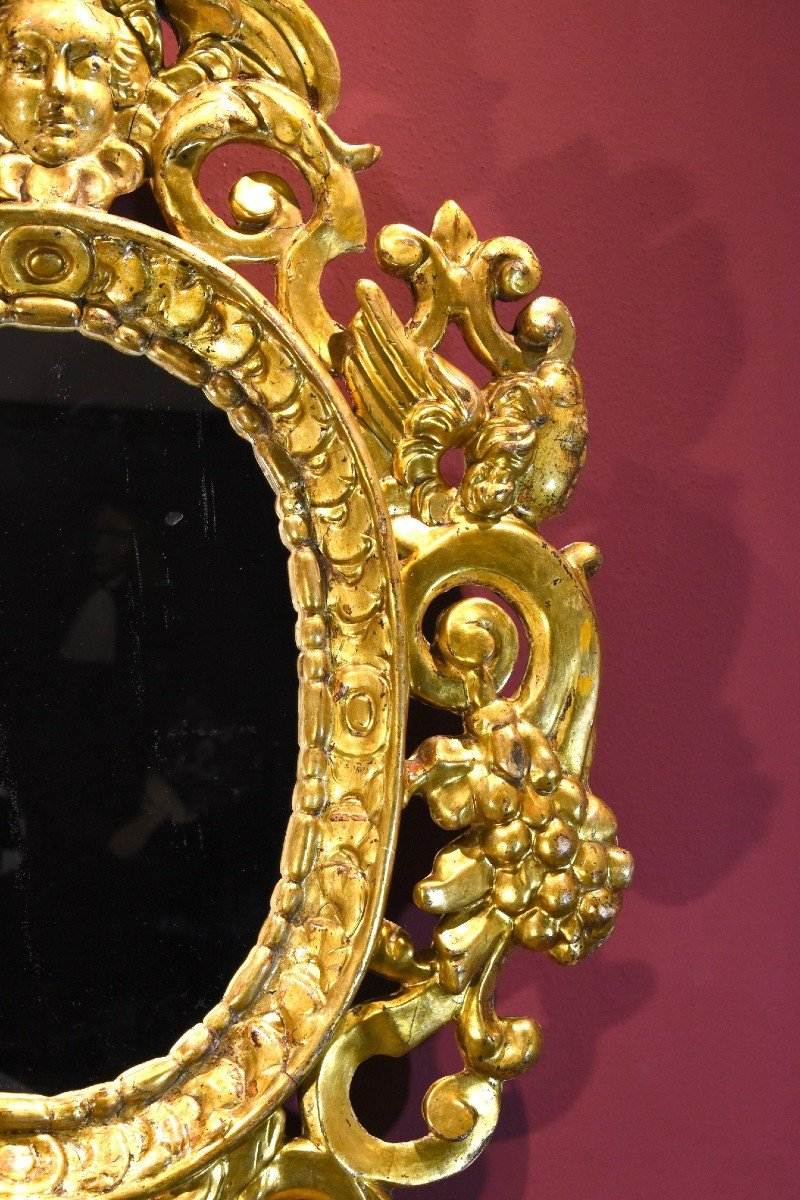 Coppia di specchiere intagliate e dorate ‘alla Sansovino’, Venezia XVIII secolo-photo-3