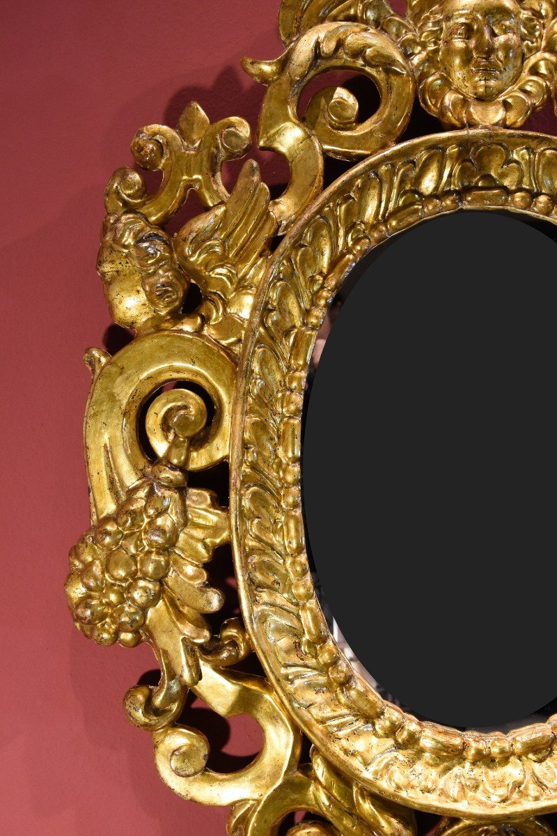 Coppia di specchiere intagliate e dorate ‘alla Sansovino’, Venezia XVIII secolo-photo-5