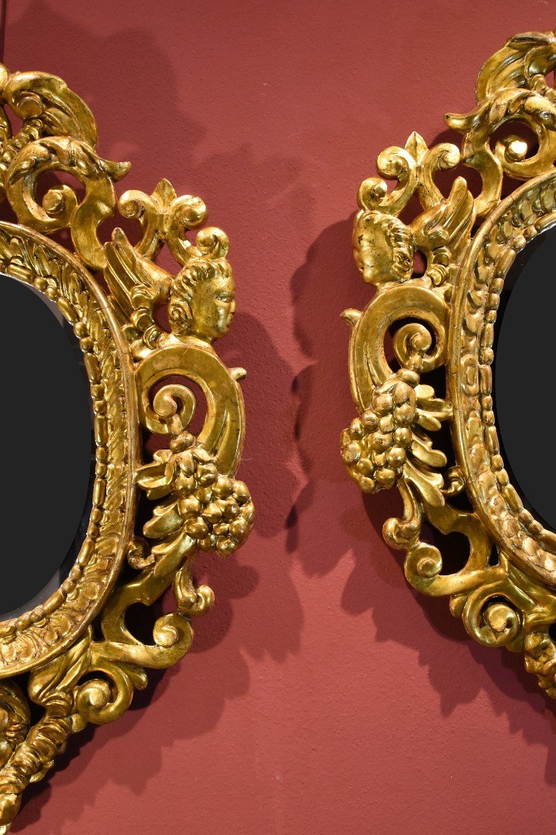 Coppia di specchiere intagliate e dorate ‘alla Sansovino’, Venezia XVIII secolo-photo-6