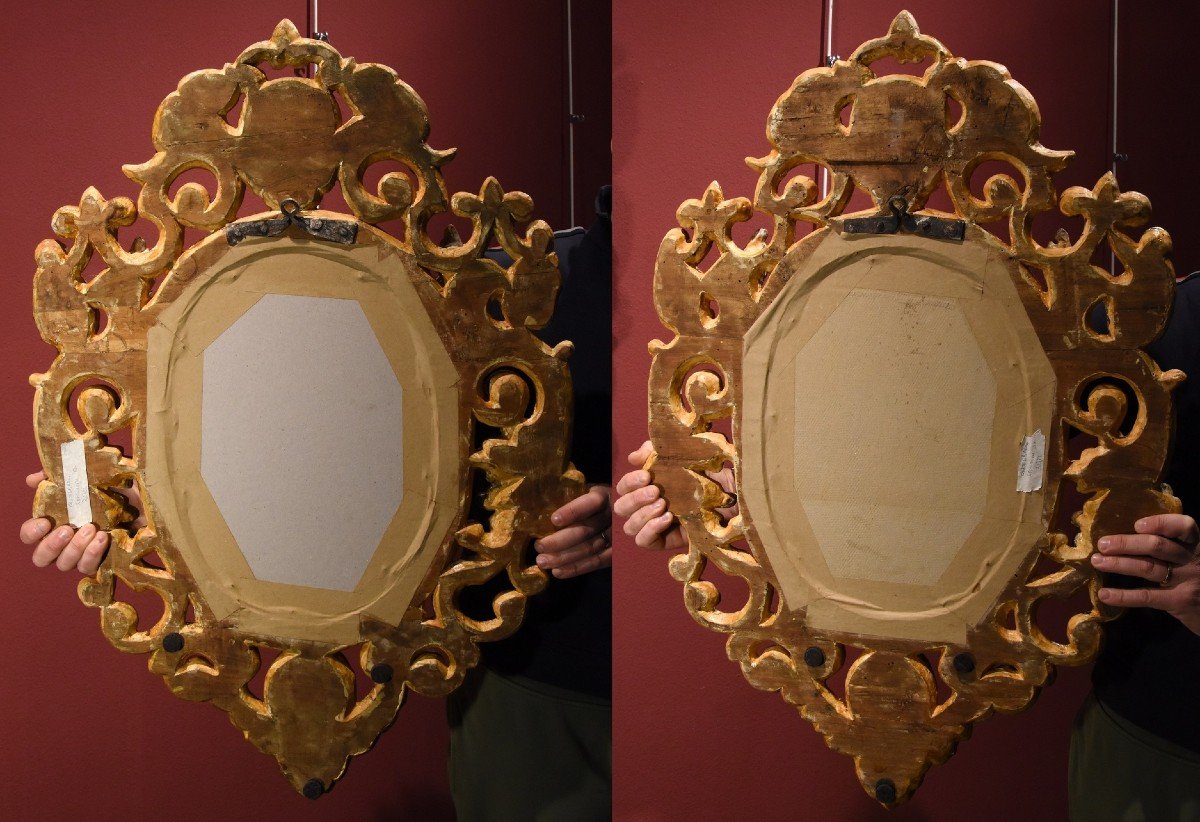 Coppia di specchiere intagliate e dorate ‘alla Sansovino’, Venezia XVIII secolo-photo-8