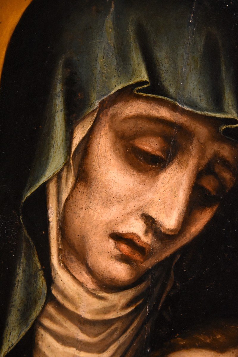 La Pietà con San Giovanni, Luis de Morales, Detto ‘El Divino’ (Badajoz 1509 – 1586) bottega di-photo-5