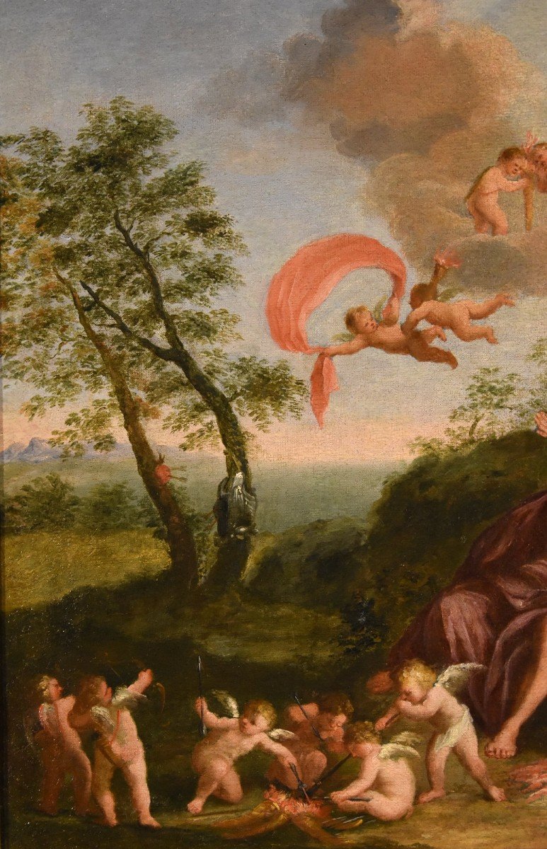 Marte e Venere nella fucina di Vulcano, Francesco Albani (Bologna 1578 - 1660) Cerchia di-photo-3