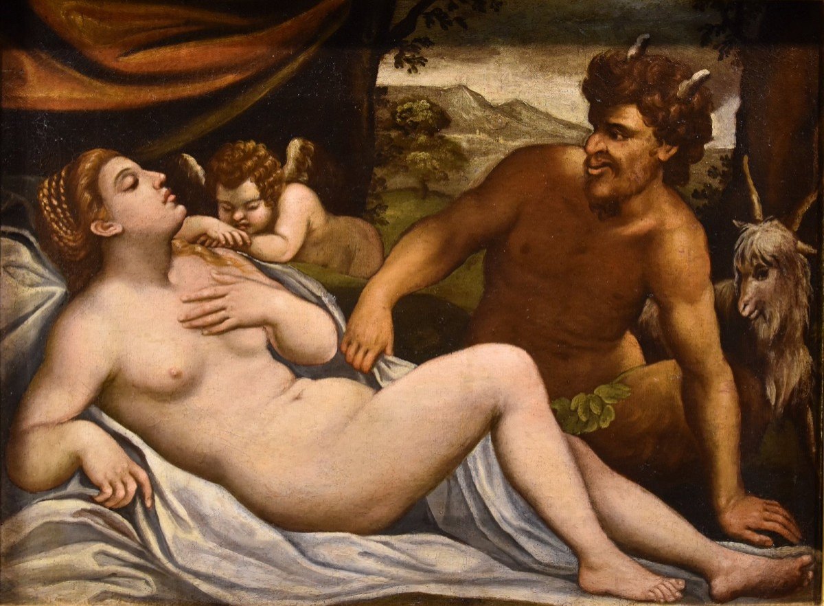Venere e Amore dormienti spiati da un satiro, Palma il Giovane (Venezia 1544 - 1628) bottega