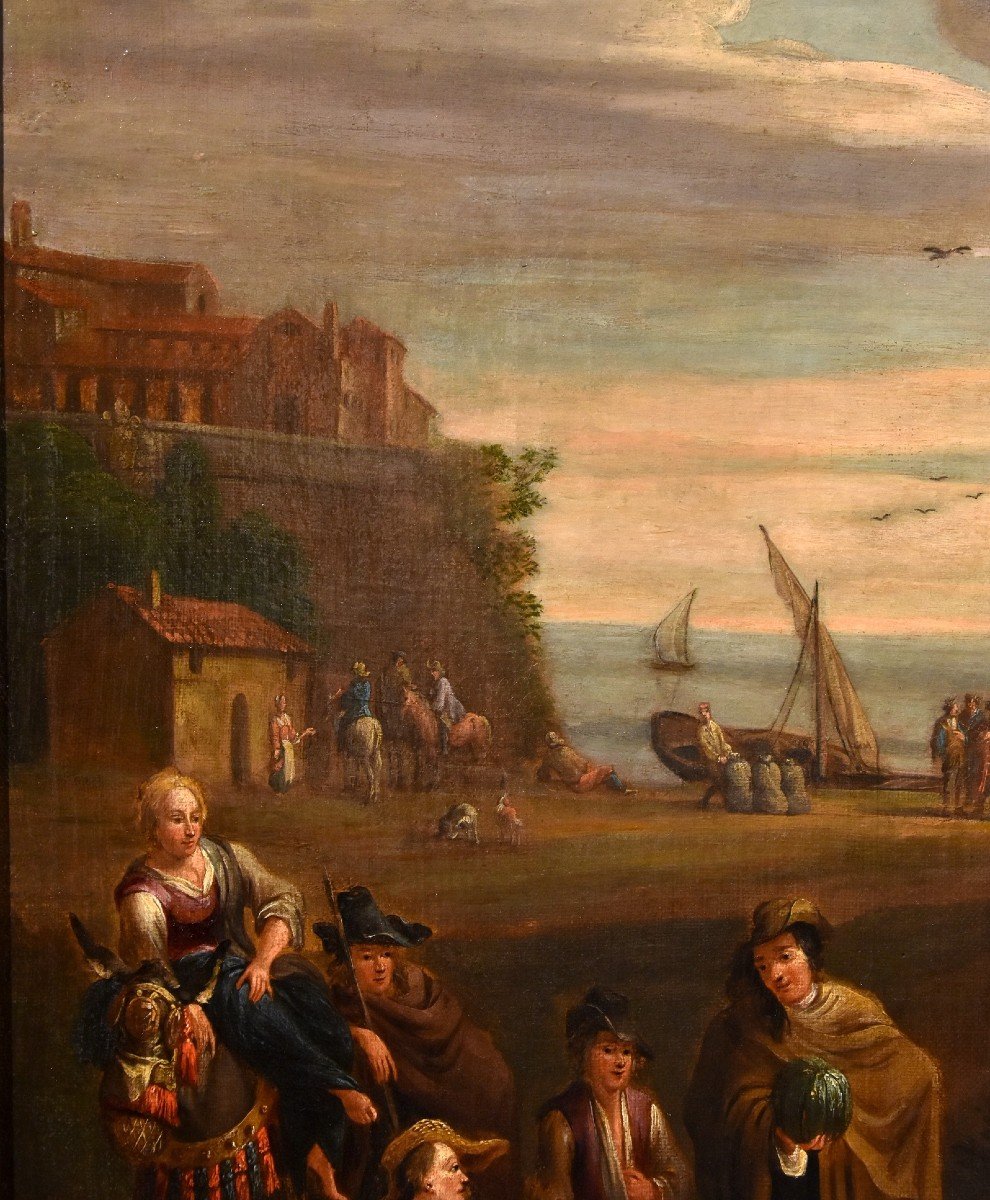 Paesaggio costiero con scena di mercato, Alexander van Bredael (Antwerp 1663 - 1720)-photo-1