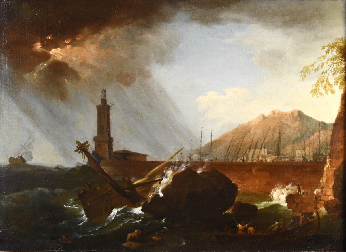 La tempête sur le phare, Claude-Joseph Vernet (Avignon, 1714 - Paris, 1789) atelier de -photo-2