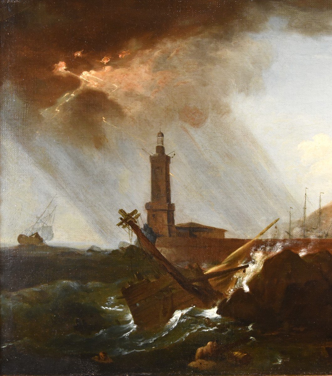 La tempête sur le phare, Claude-Joseph Vernet (Avignon, 1714 - Paris, 1789) atelier de -photo-3