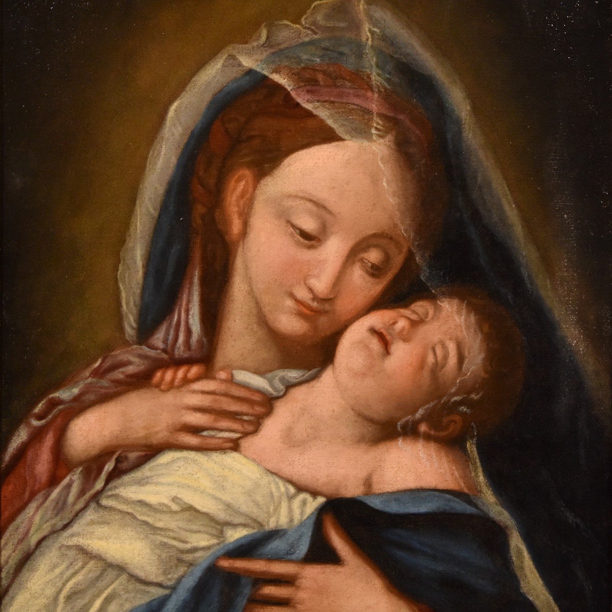 Madonna con il Bambino dormiente, Giovan Battista Salvi "il Sassoferrato" (1609 - 1685) seguace-photo-2