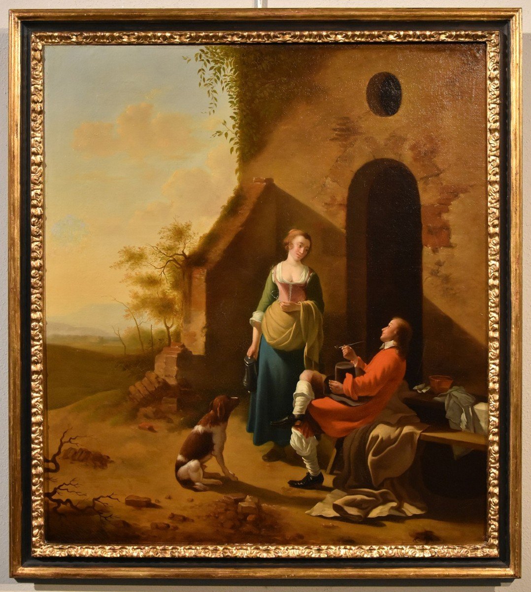Scena galante all’ingresso di una locanda, Jan Vermeer d'Utrecht (Vers 1630 - 1692)