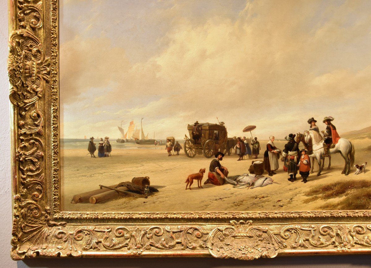 La spiaggia di Scheveningen, Hubertus van Hove (L’Aia, 1814 - Anversa, 1865)-photo-1